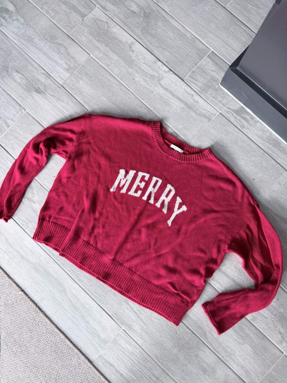 Z Supply Red 'MERRY' Crewneck Sweater